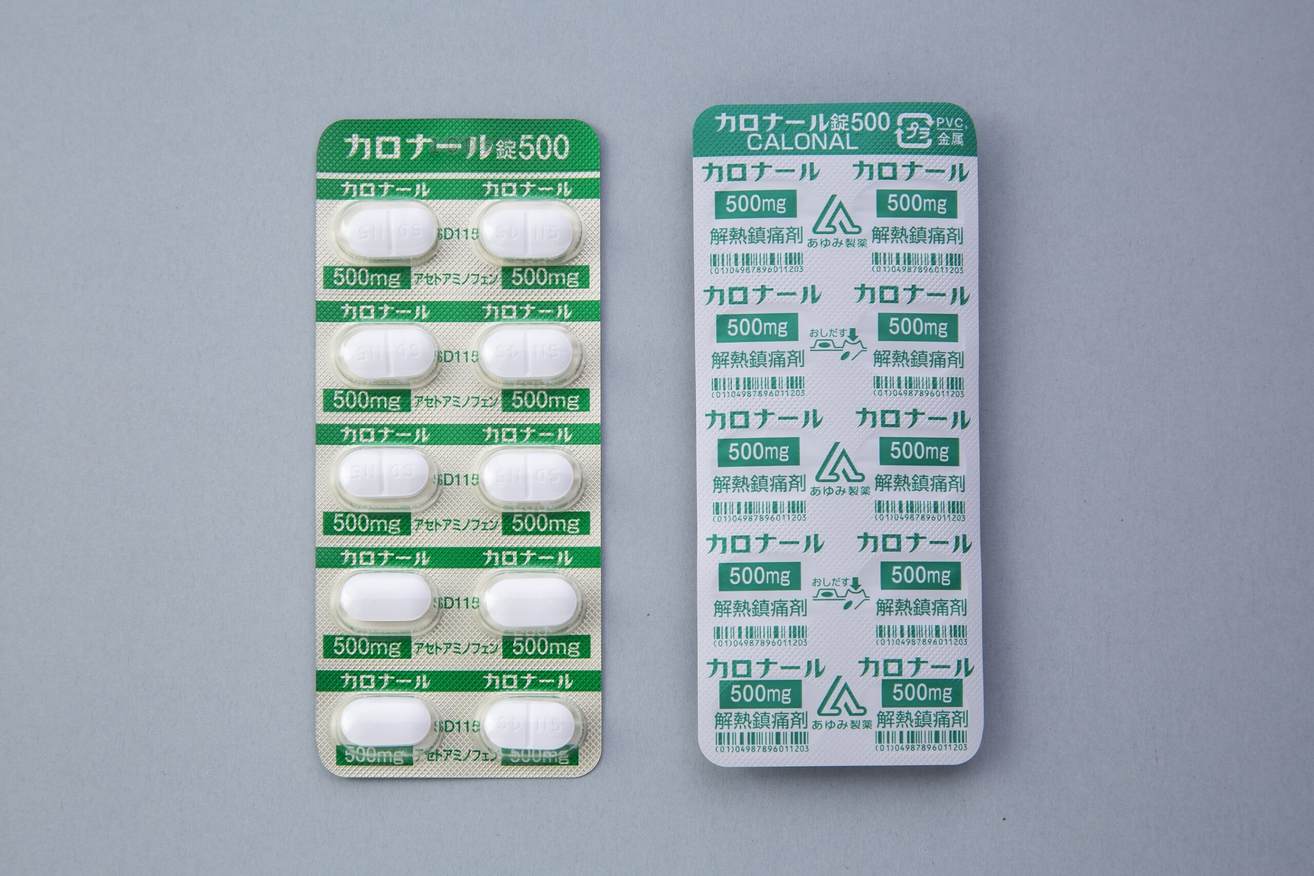 カロナール錠500包装の公式製品写真