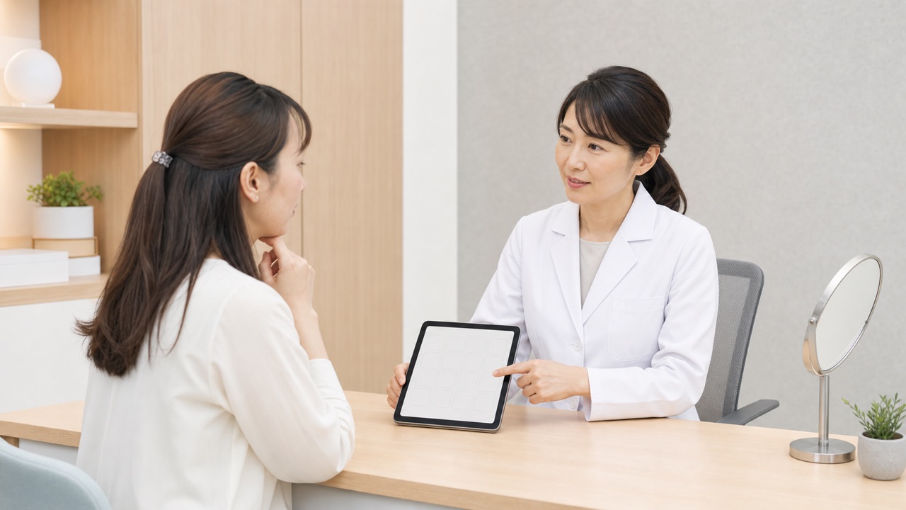 思春期ニキビと大人ニキビの皮膚科相談 思春期ニキビと大人ニキビの違いを皮膚科で相談する女性