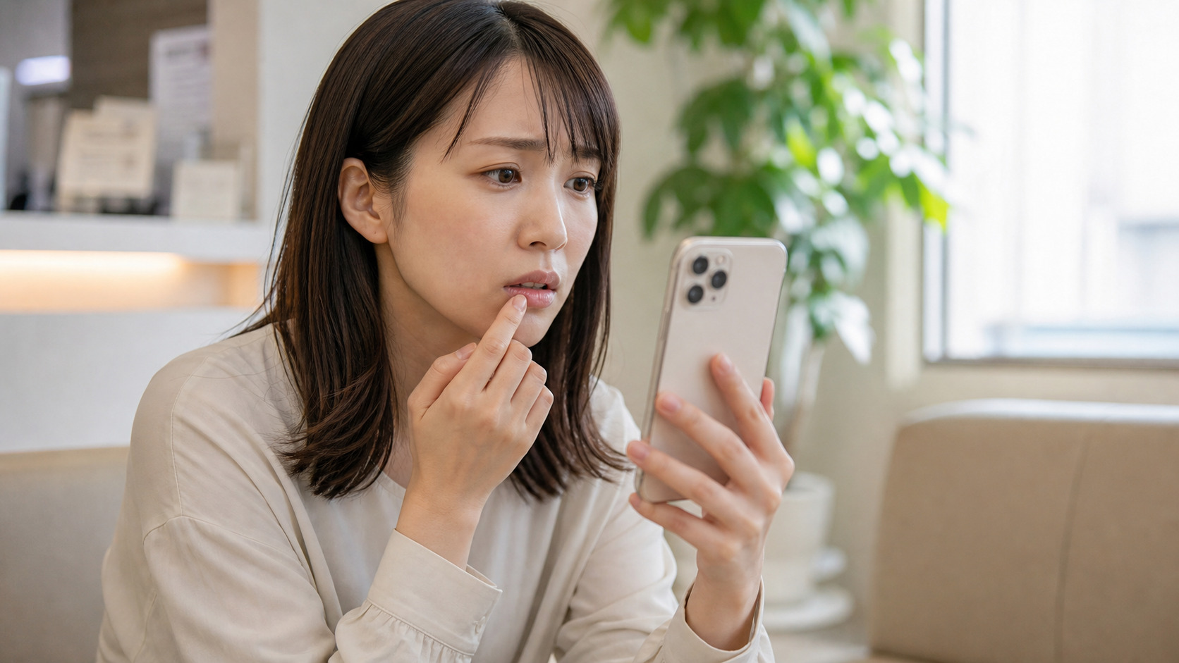 口唇ヘルペスのピリピリ感に気づき受診を考えるイメージ