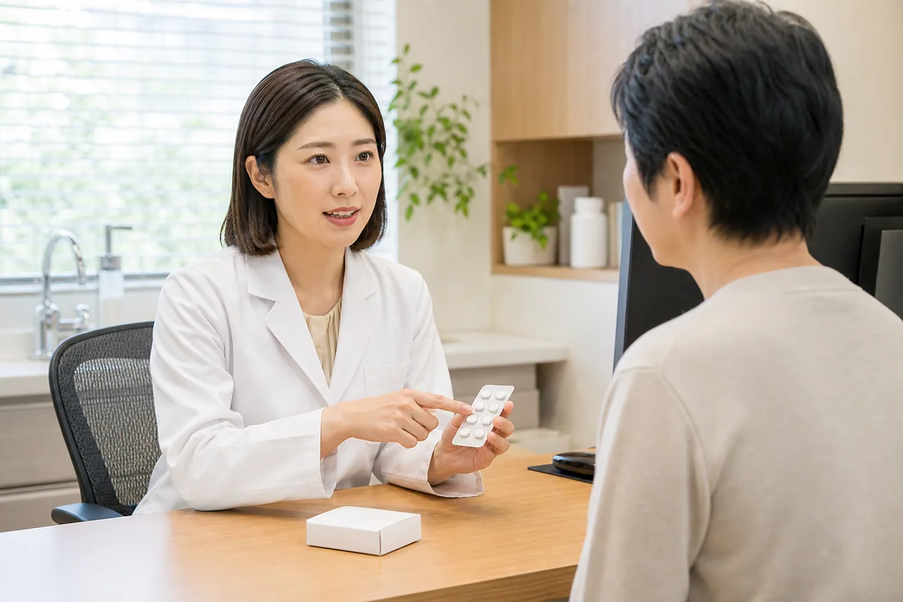 L-システイン製剤について医師に相談する患者のイメージ