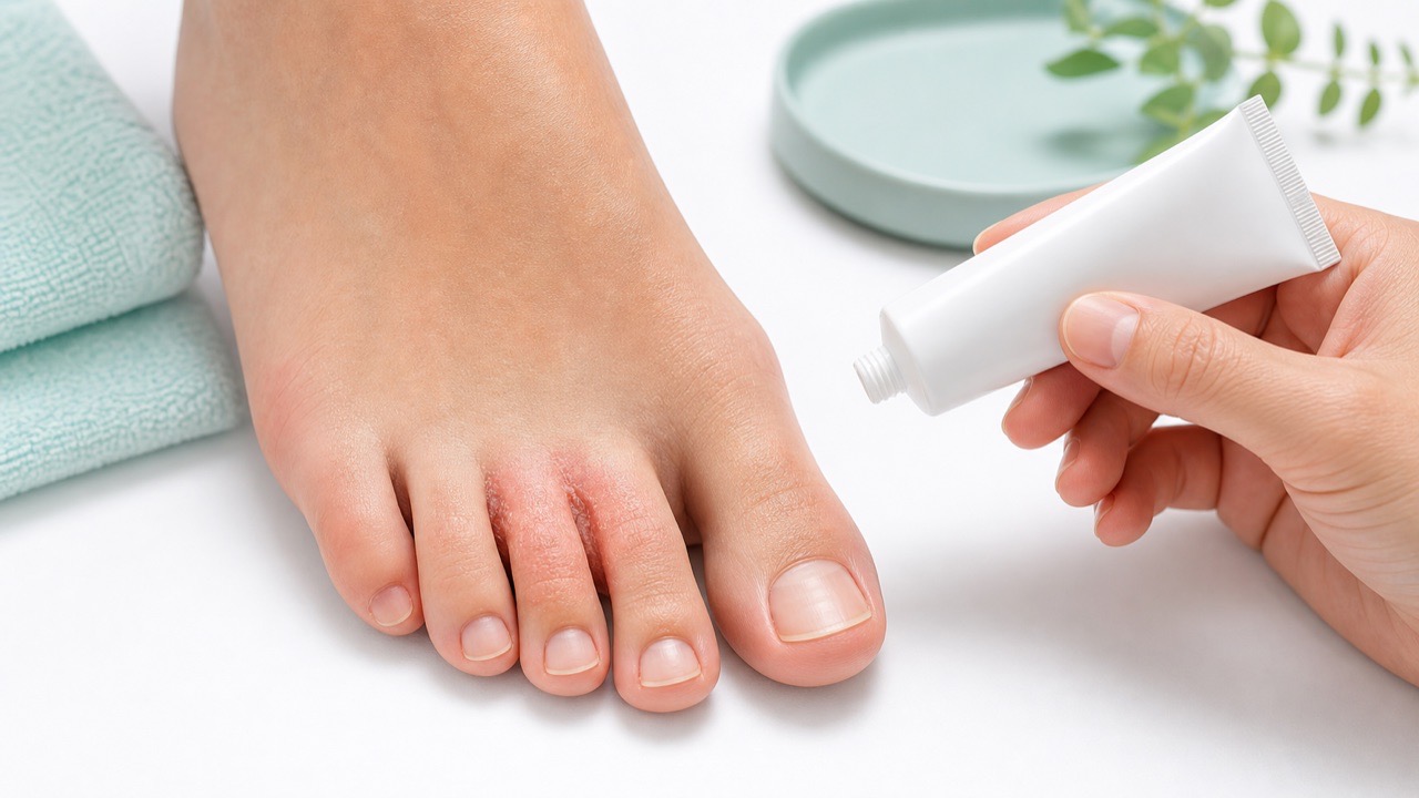 足の真菌症に外用薬を使用する治療イメージ