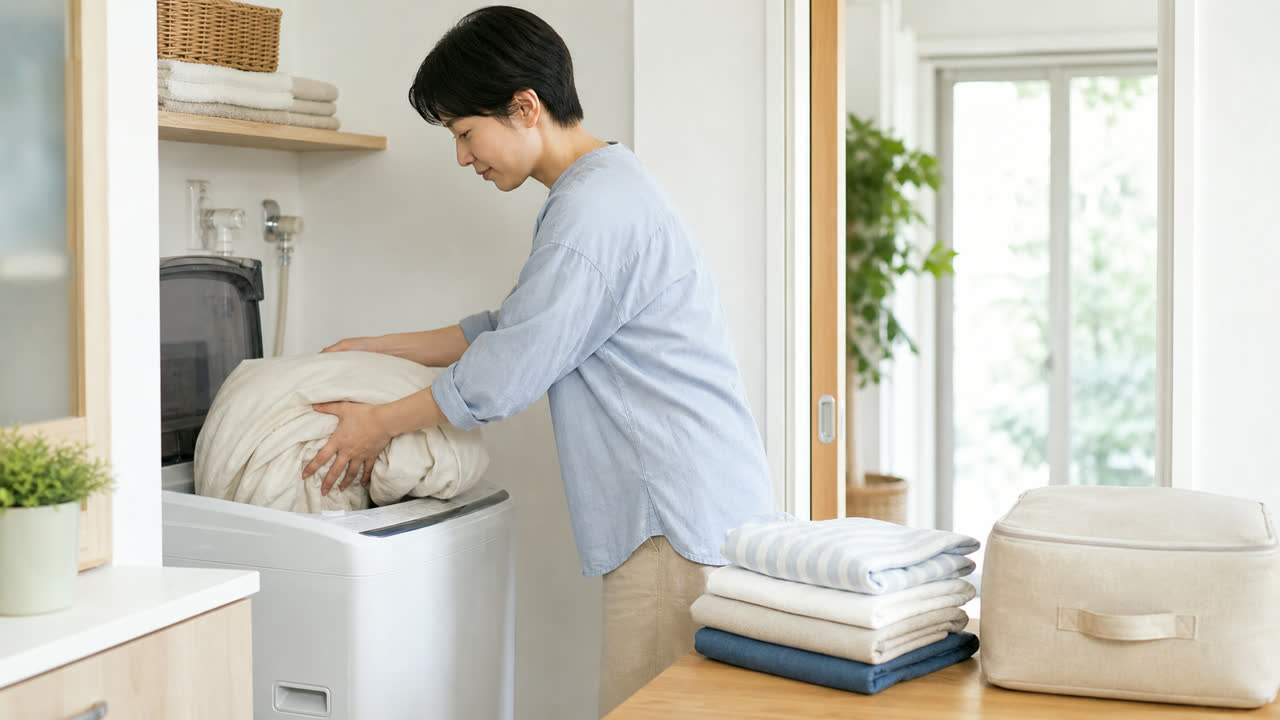 疥癬治療中に寝具と衣類を洗濯して整理する家庭での対策