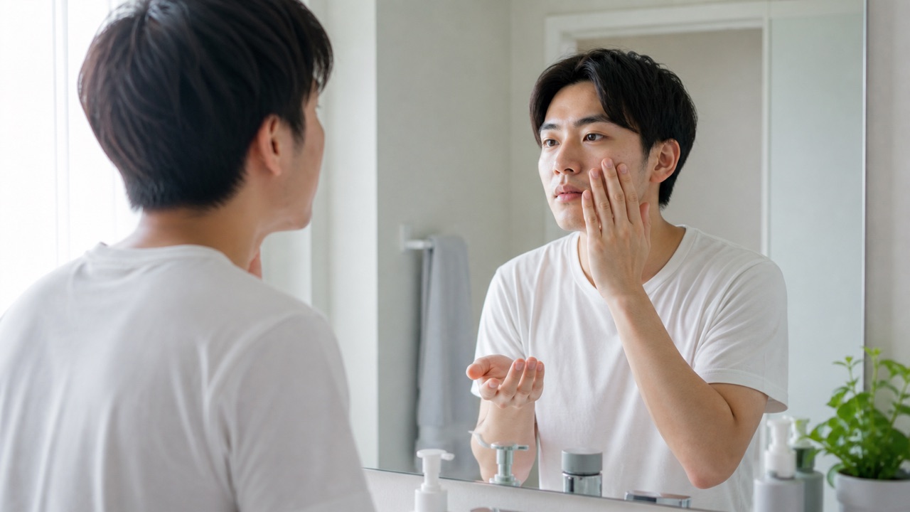 ニキビ肌をこすらずに保湿する成人