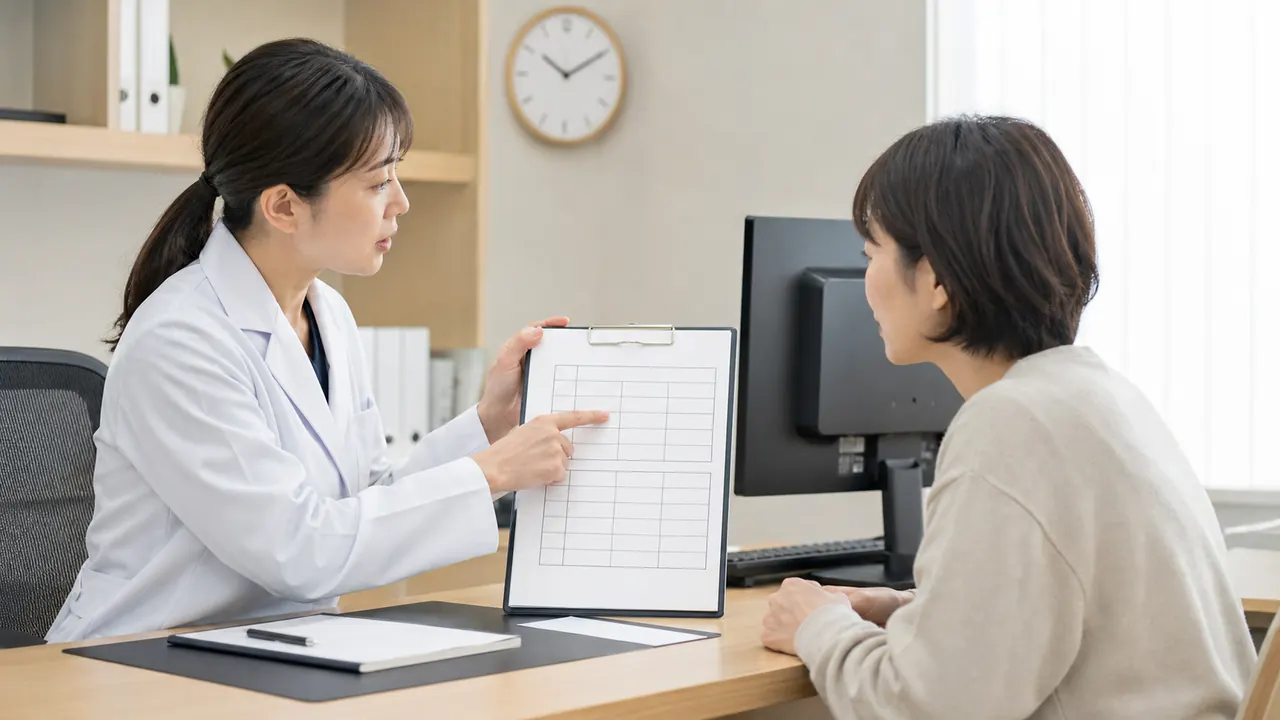 とびひ治療薬の使い分け確認イメージ とびひの外用薬と内服薬の使い分けを医師と確認するイメージ