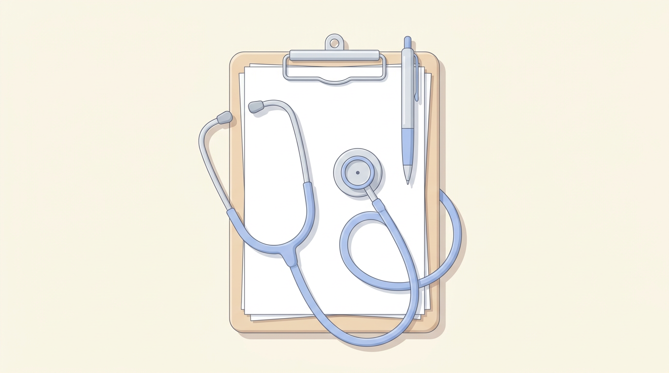 塗り方や使用期間を医療者に確認することを表す診療用具のイラスト