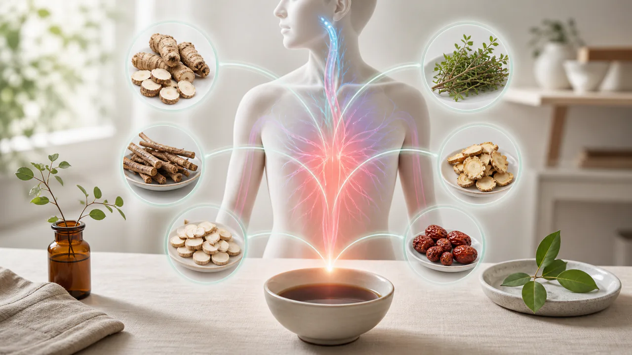 葛根湯の生薬構成と漢方薬としての作用機序を解説する図解