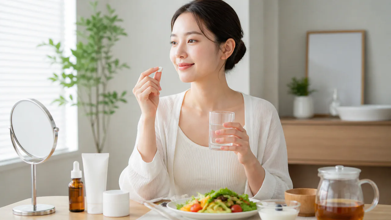 ニキビ治療薬と食事改善を同時に行うことで効果を高めるイメージ