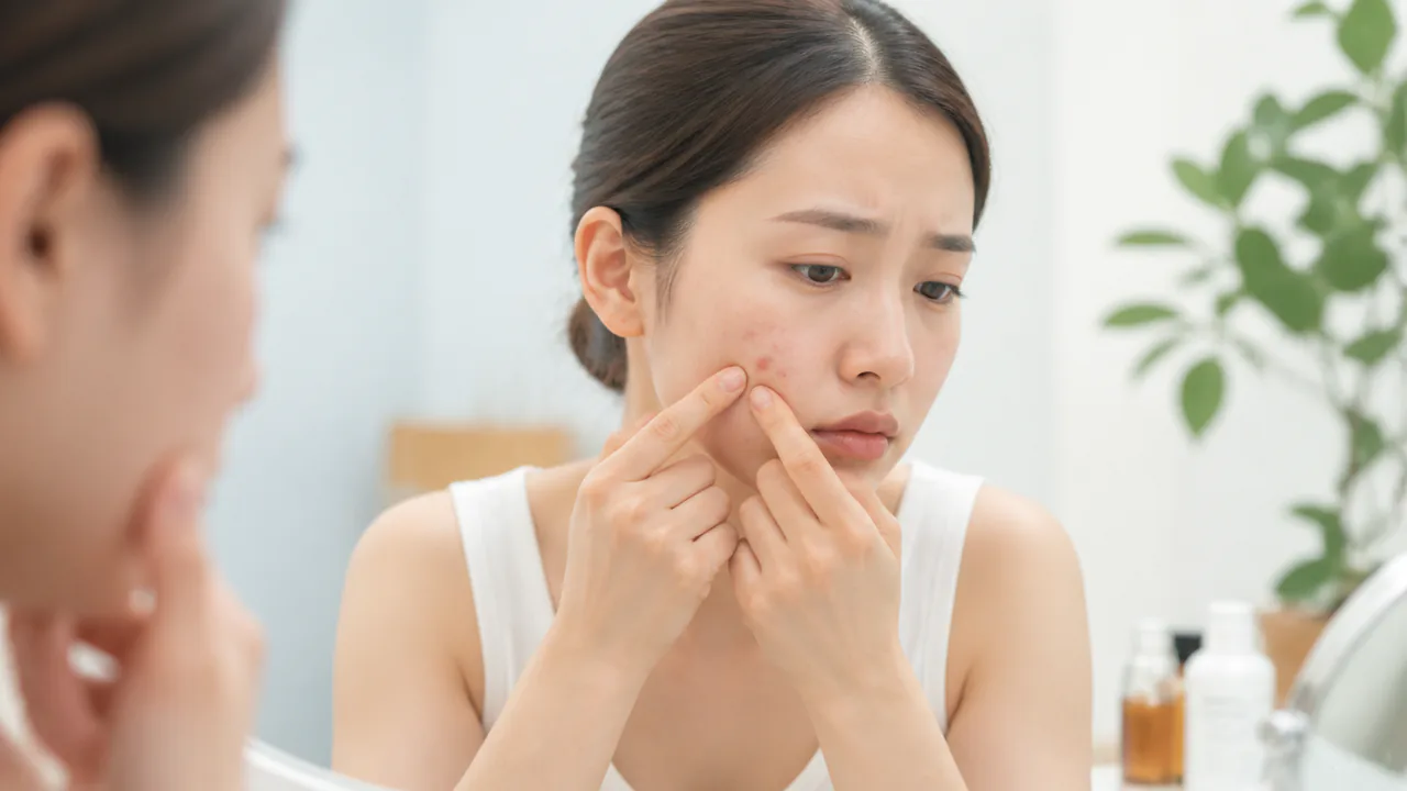 ニキビを指で潰そうとする行為は炎症を悪化させ、ニキビ跡の原因となるため注意が必要です。
