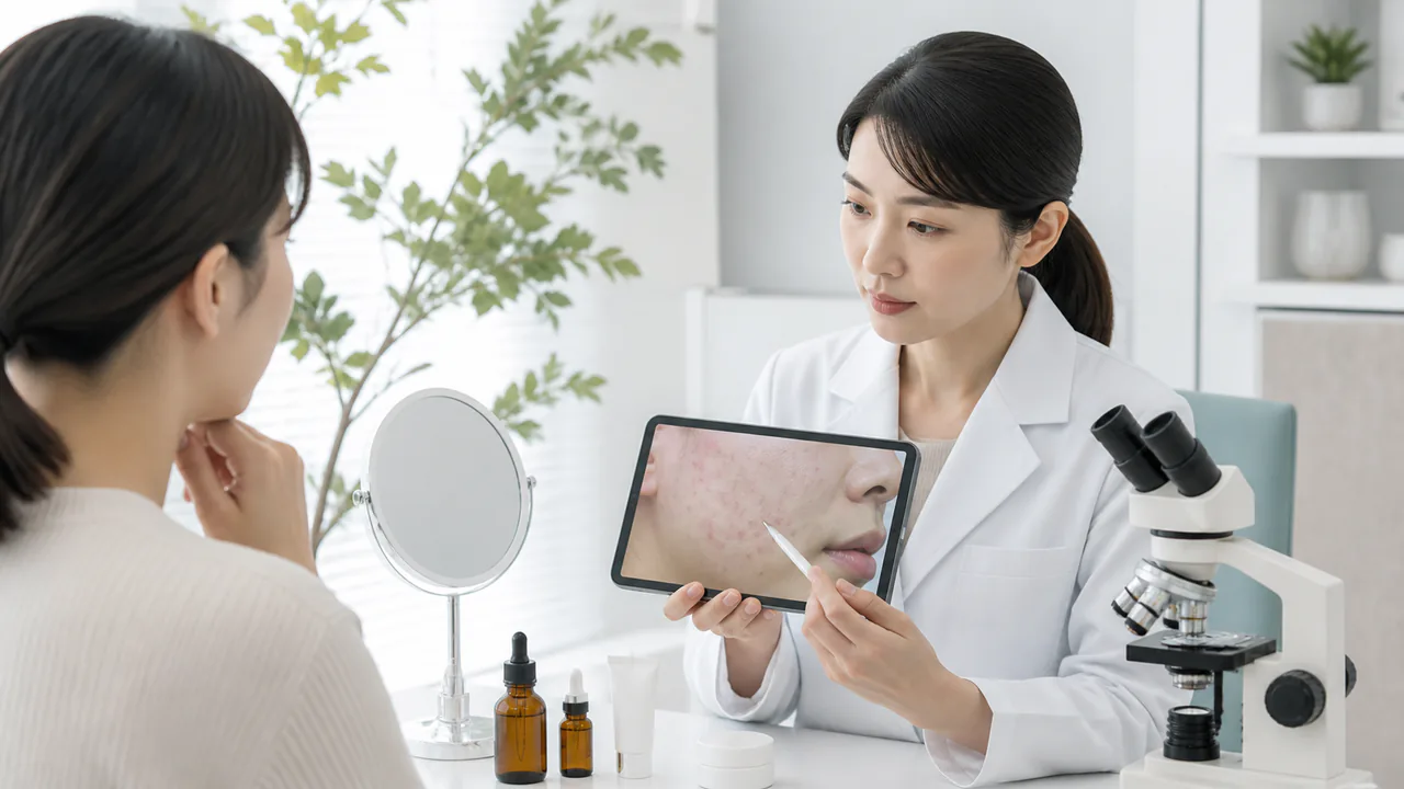 SNSで話題のニキビケア方法を皮膚科医が科学的に検証する様子
