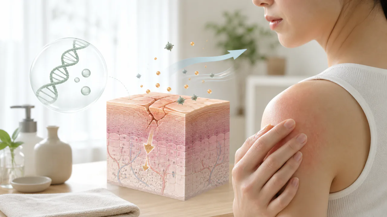 アトピー性皮膚炎の発症メカニズムと皮膚バリア機能低下、遺伝的要因の関係性