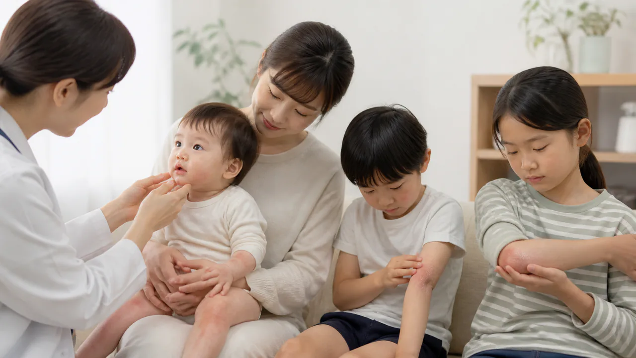乳幼児期から学童期にかけてのアトピー性皮膚炎の症状変化と年齢別特徴