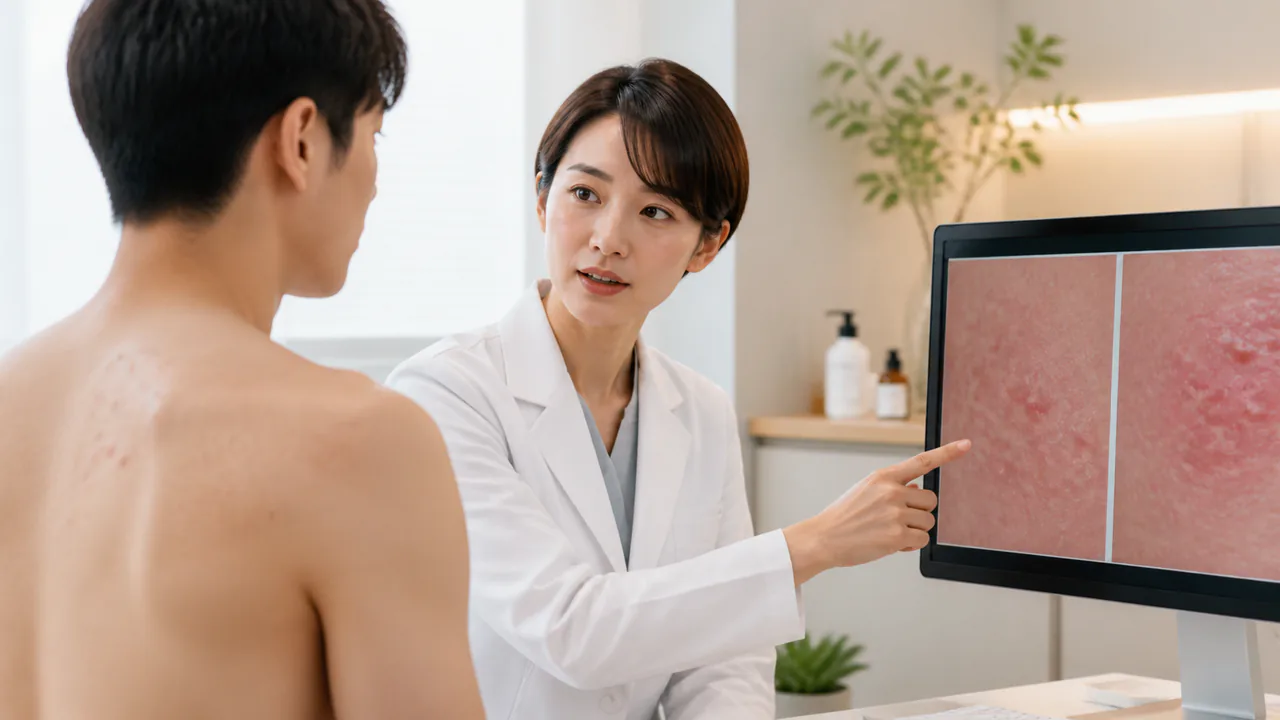 胸部のニキビと似た症状を示す毛嚢炎やマラセチア毛包炎の鑑別点