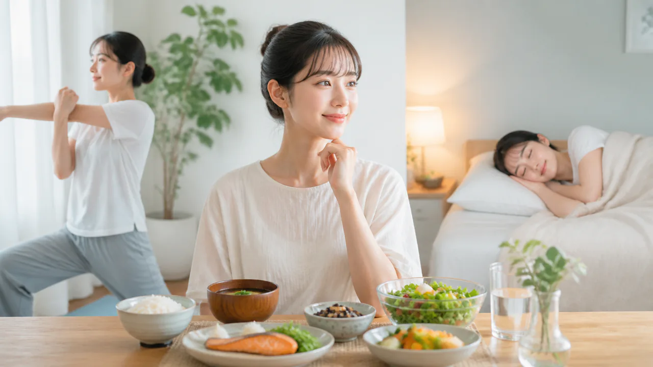 バランスの取れた食事と十分な睡眠、ストレス軽減で肌のターンオーバーを促す