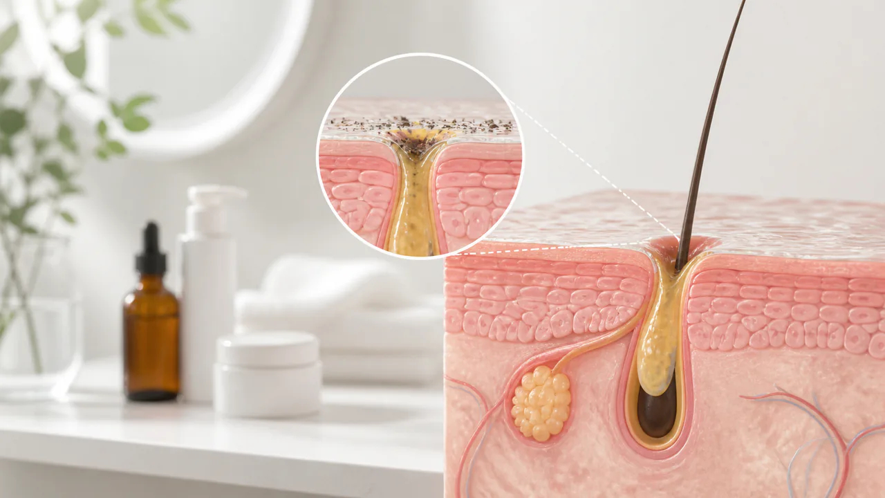 化粧品が毛穴を塞ぎ、ニキビが発生する皮膚のメカニズム