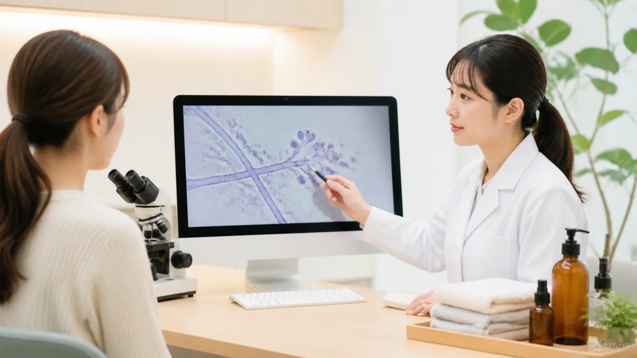 皮膚に繁殖する真菌の顕微鏡観察、真菌症の主な種類と症状を解説