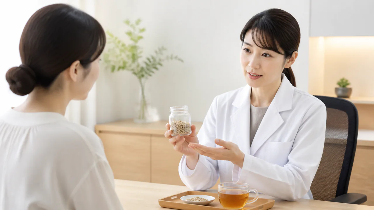五苓散のむくみ改善効果や副作用について医師が説明する様子