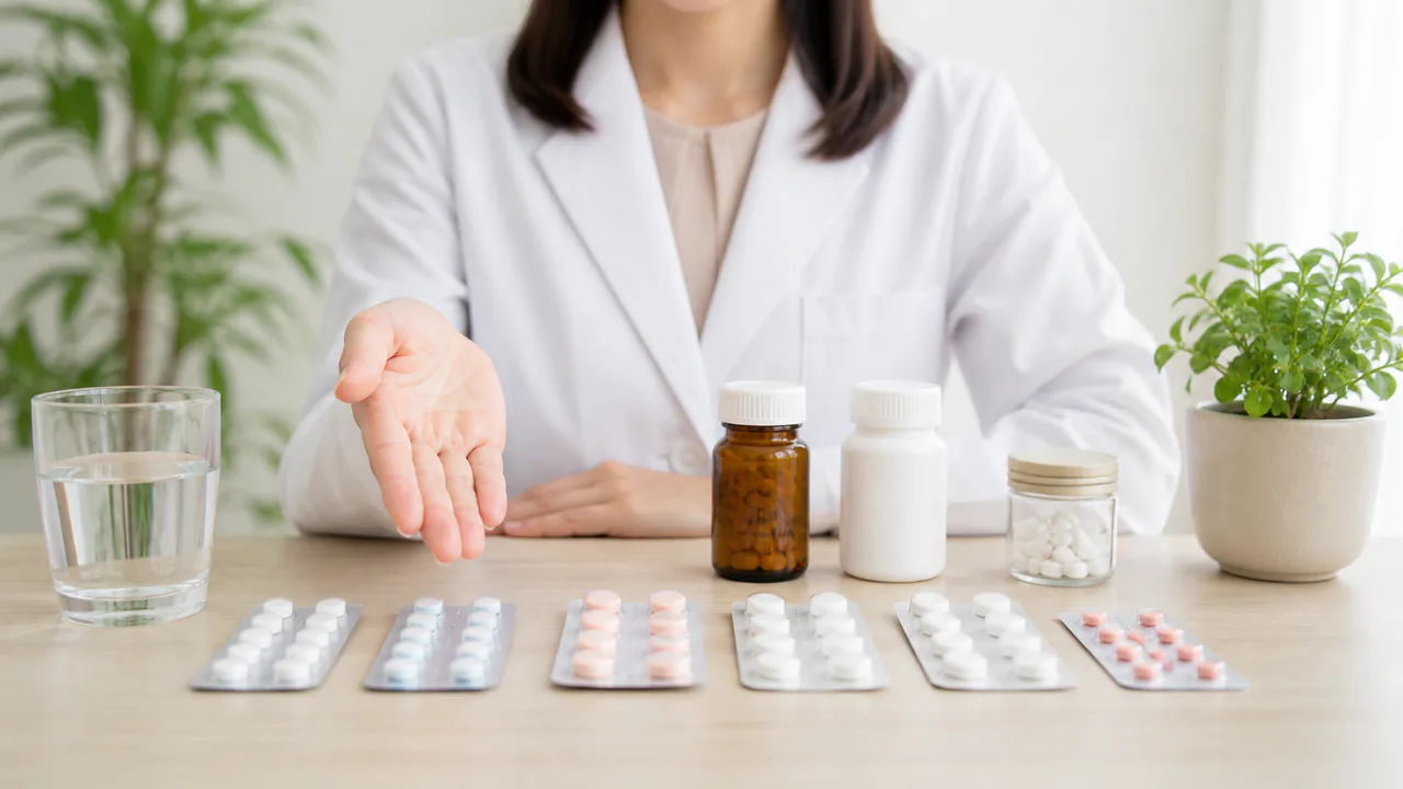 じんましん治療に用いられる抗ヒスタミン薬が種類別に並べられた様子