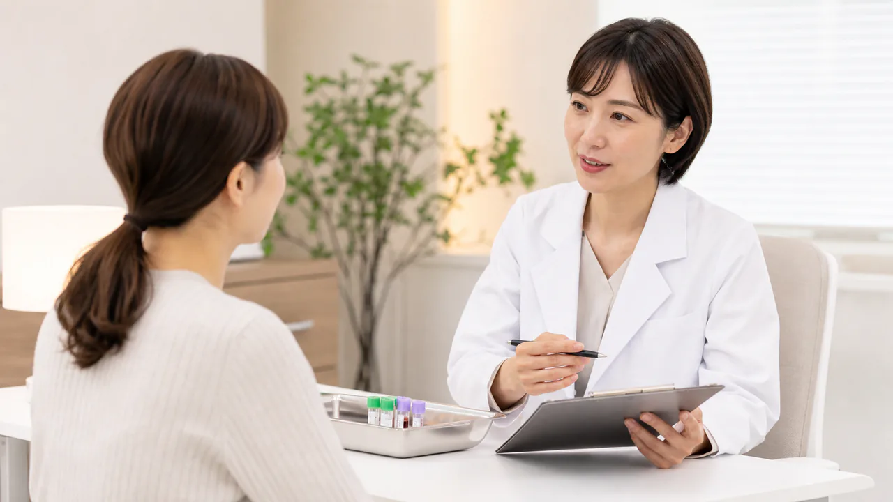 ヒュミラ治療中の定期的な血液検査や健康状態の確認を示す医療従事者と患者の対話