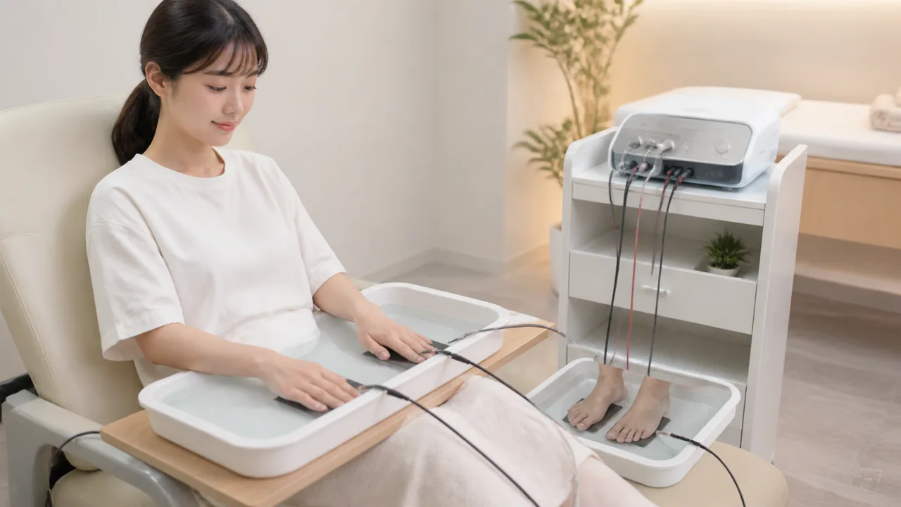 手足の多汗症治療に用いられるイオン導入の専用機器と部位