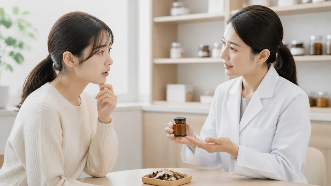 桂枝加芍薬大黄湯について質問する患者と回答する薬剤師
