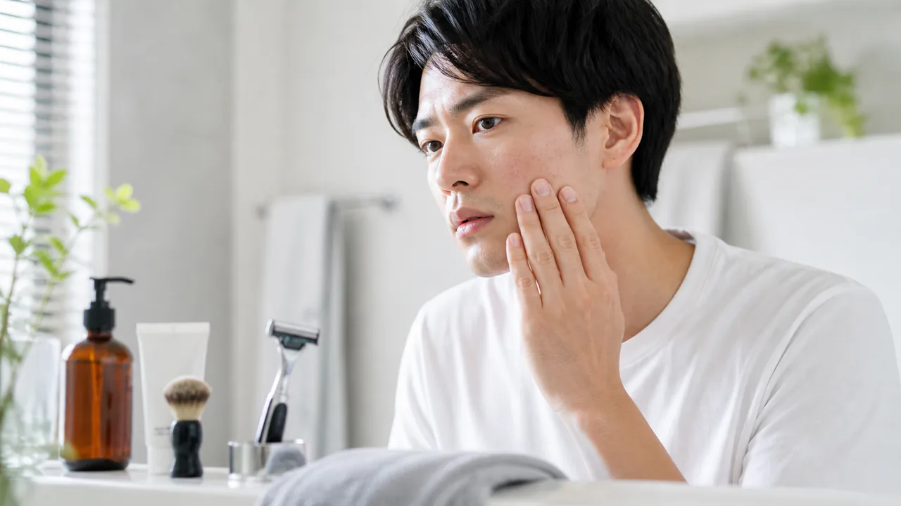 男性の肌荒れやニキビの原因となる過剰な皮脂分泌とひげ剃り後のケア