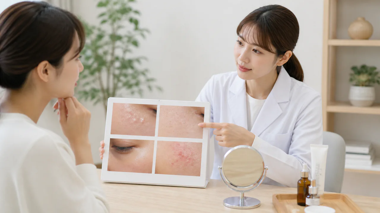 稗粒腫と脂腺増殖症、汗管腫、ニキビなど類似疾患の比較