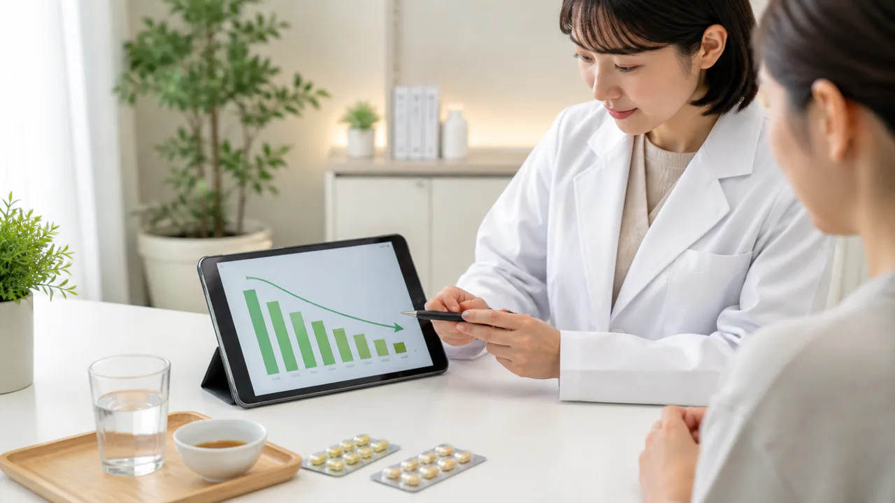 黄連湯のジェネリック医薬品と、薬価改定に関する医療費のグラフ