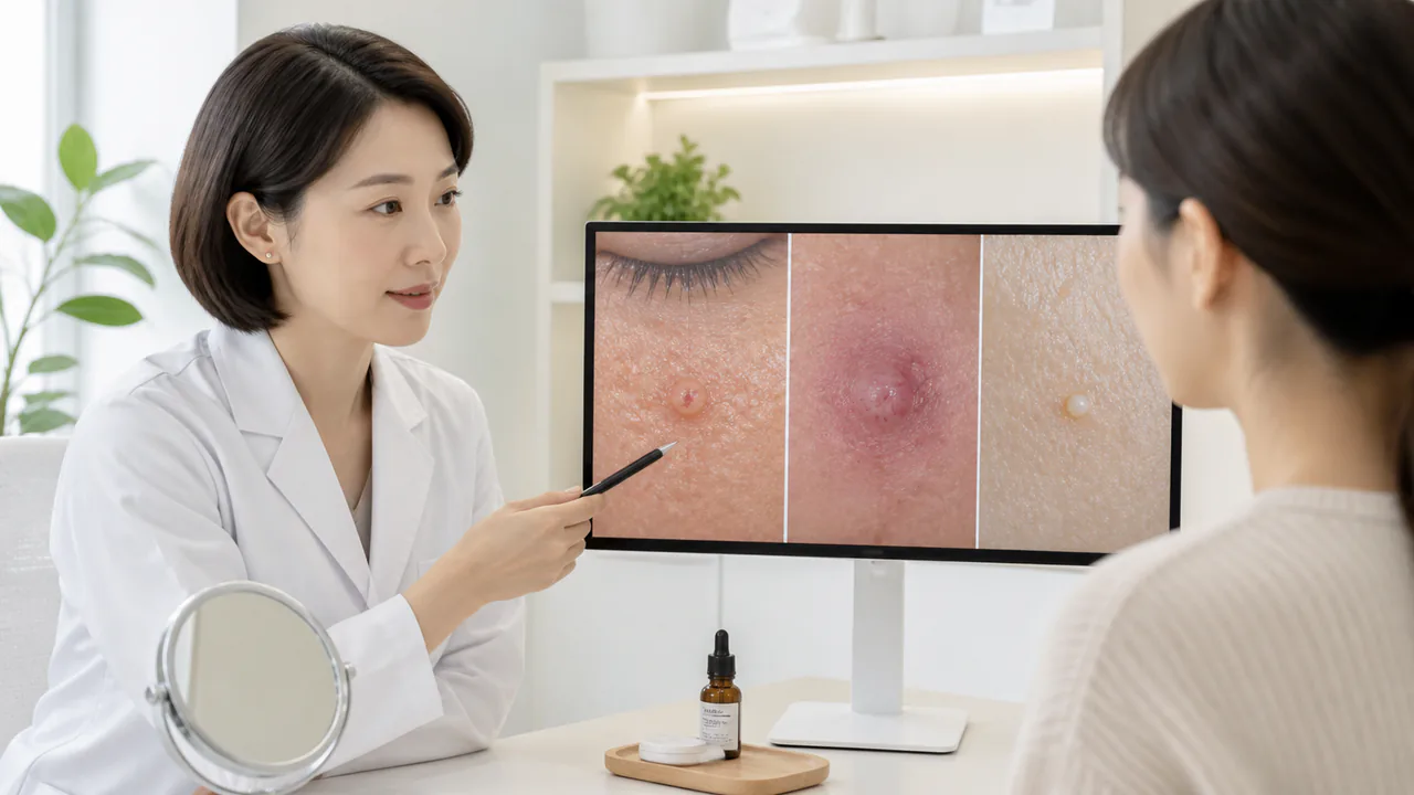 脂腺増殖症と基底細胞癌、稗粒腫の皮膚病変を比較した鑑別ポイント