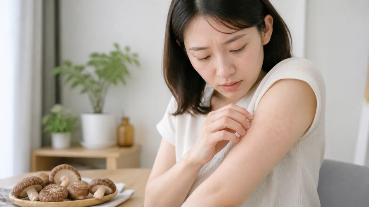 しいたけ摂取後に発症する皮膚炎の紅斑と痒み、その特徴的な症状