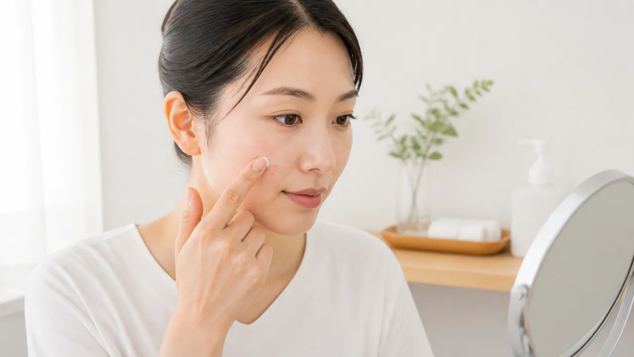 スタデルム軟膏を清潔な指で患部に薄く塗布する正しい使用方法