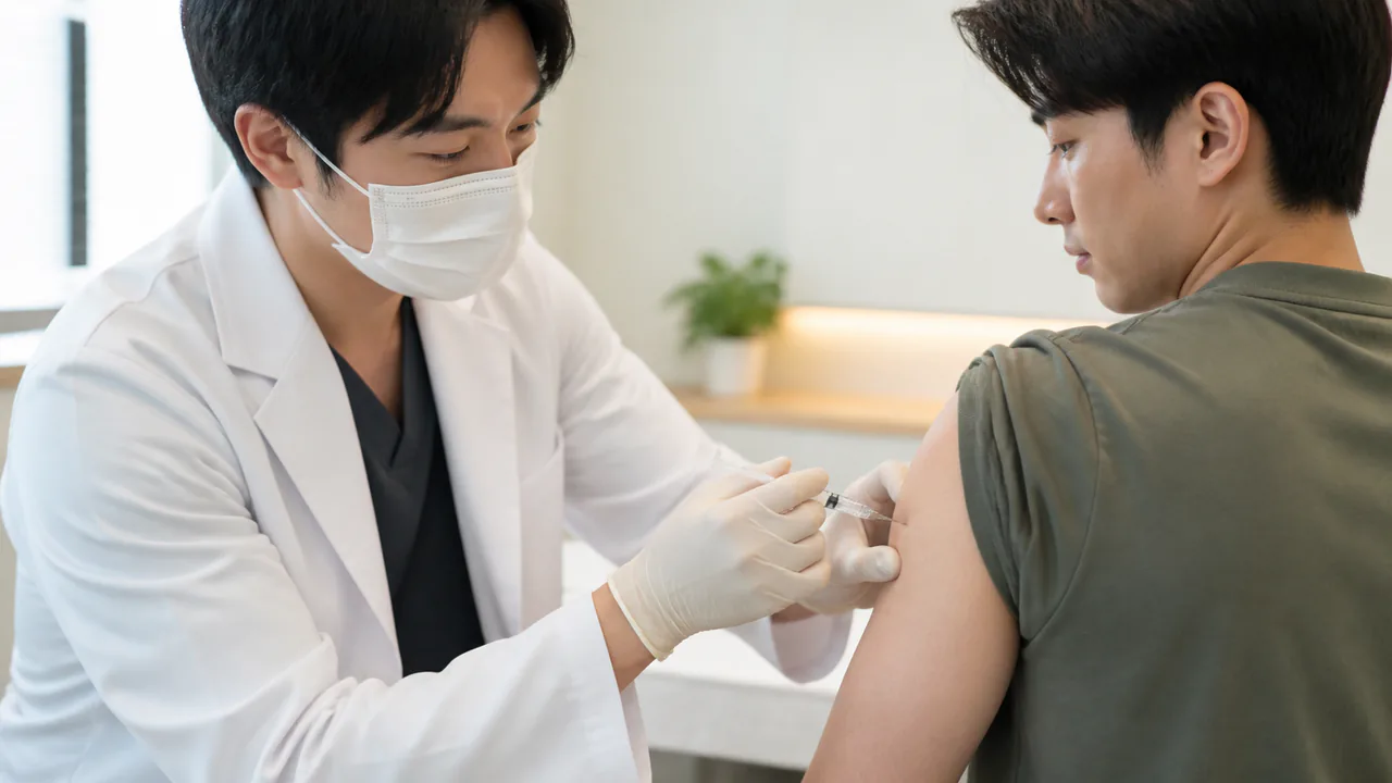 医師が患者の上腕にサスタノンを筋肉注射している様子、適切な投与頻度
