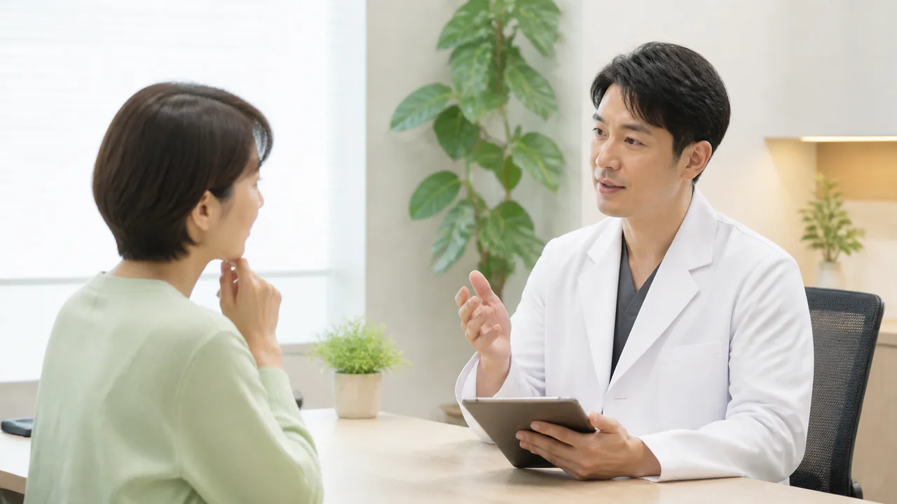 バルトレックスについて患者が医師に質問している様子、疑問を解決する対話
